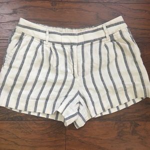 White Gray Striped Shorts