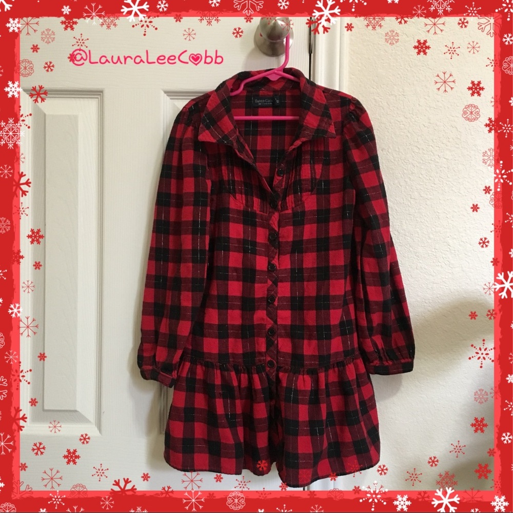 Girls' Holiday / Winter Dress - long sleeve plaid