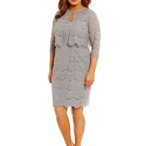 Alex Evenings Scalloped Lace Jacket Dress