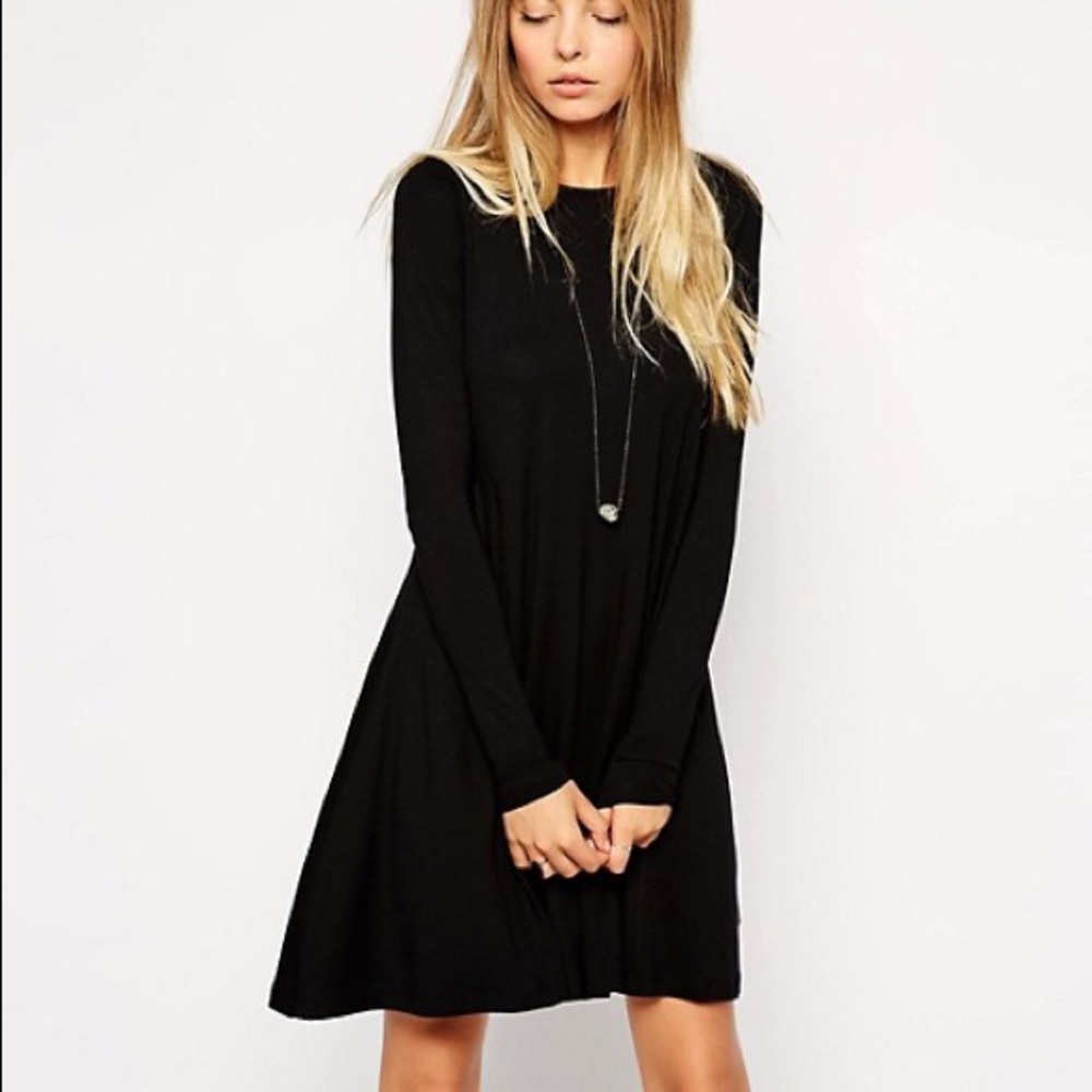 Black Long sleeve Swing Dress