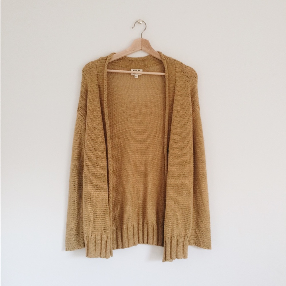 RVCA gold open knit cardigan