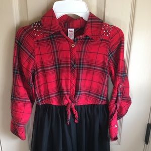 Justice Holiday Casual Plaid Dress Tule Sz 7