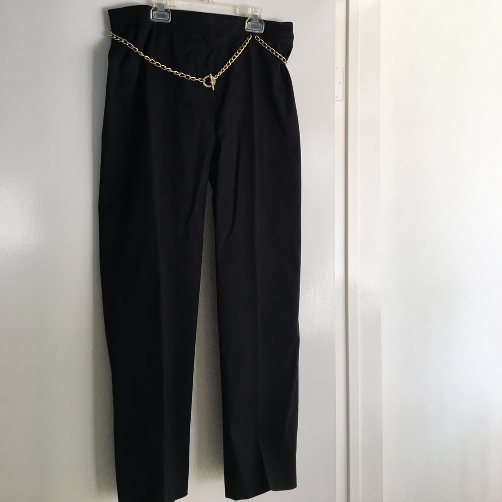 Jones New York pants with gold color chain belt