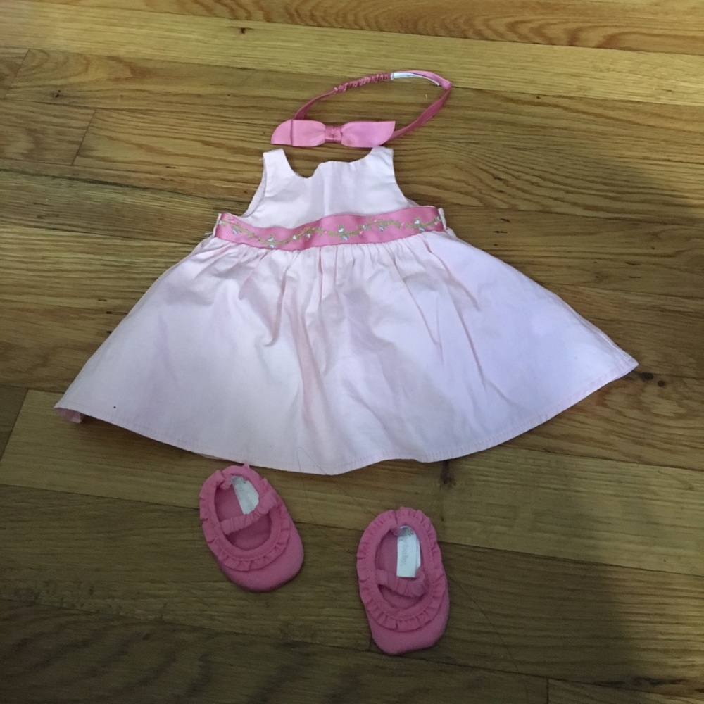 Baby doll dress with shoes & headband