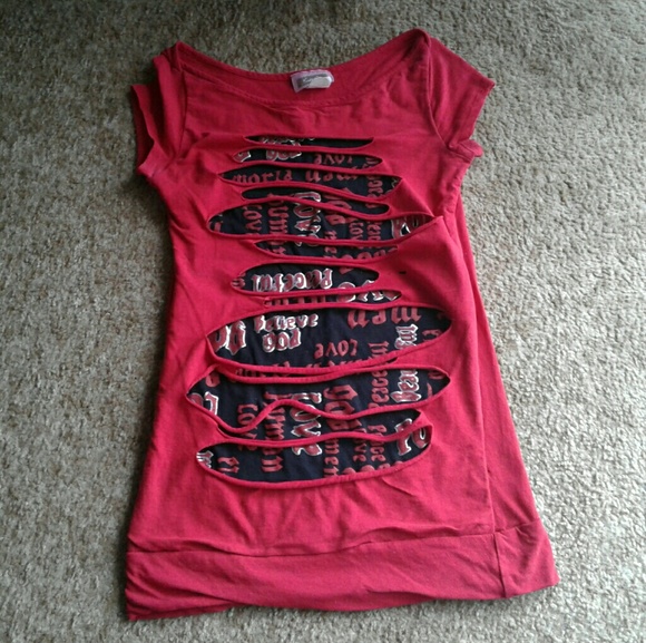 ~Red and black ripped top~ - Picture 1 of 3