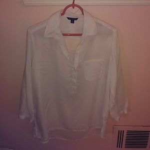 AEO med blouse 3/4 sleeves eyelash detail on back