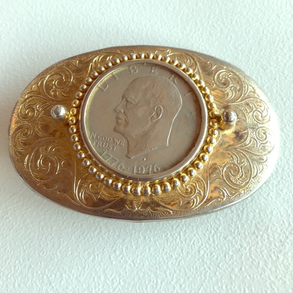 EISENHOWER BICENTENNIAL COIN BUCKLE - Picture 1 of 6