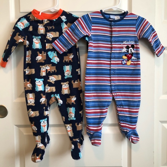 Disney Other - 2 6-9 m Footie Footed Zip Snap Pajamas PJs Disney