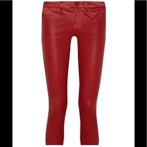 J Brand Red Leather Skinny Jeans