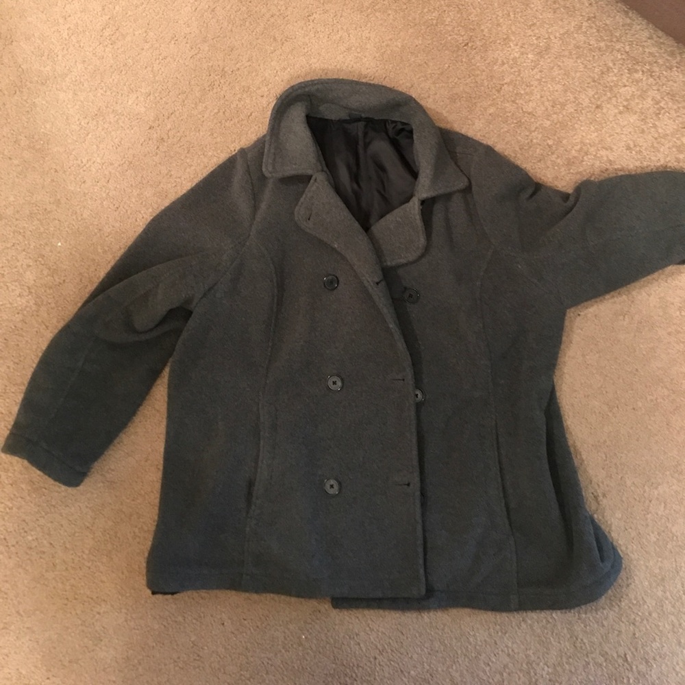 Lands End Grey fleece pea coat size 2X