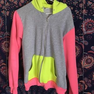 neon zip up sweatshirt