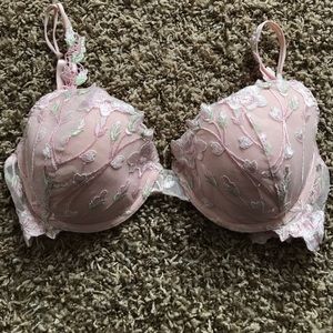 Embroidered pink bra