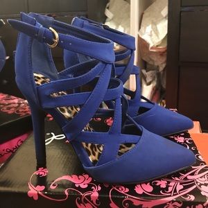 Cobalt blue strappy heels