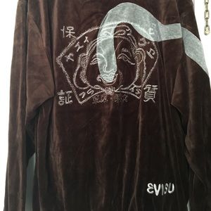 SOLD-Vintage EVISU Godhead Zipper Sweater