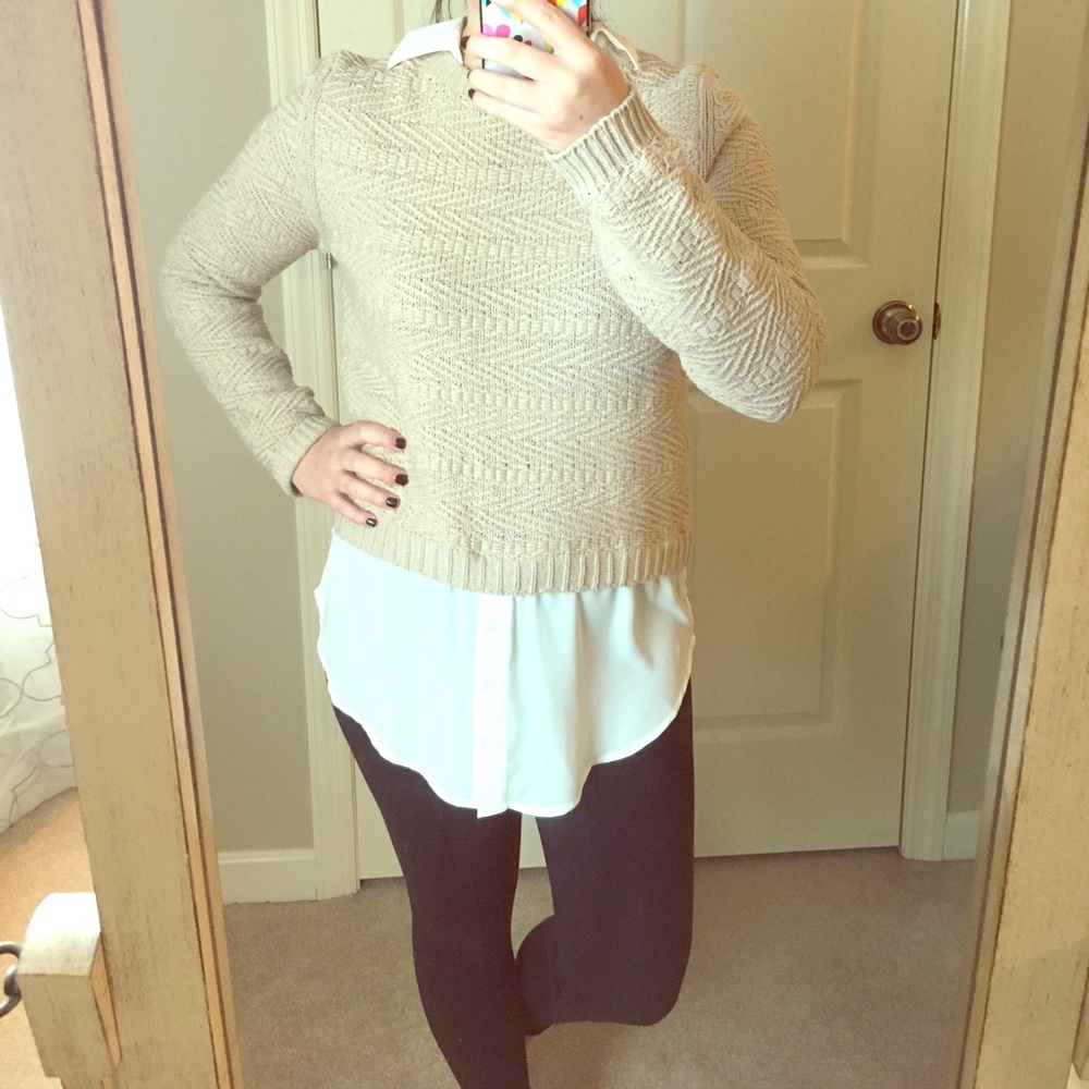 Sweater/dress shirt combo