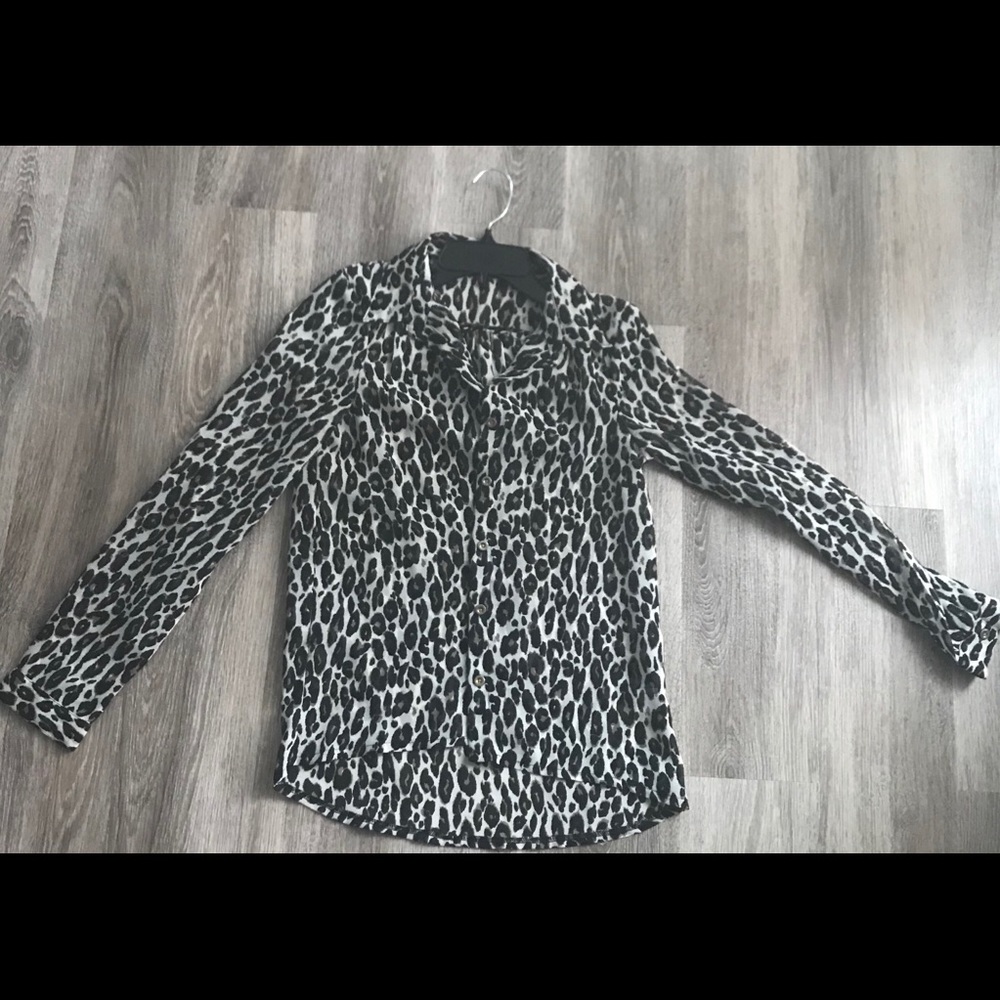 Charlotte Russe Leopard Print Button Up Blouse