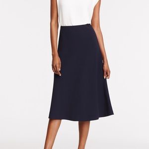 Ann Taylor Flare Knit Skirt Navy Blue
