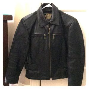 Leather Fitted Bomber Jacket