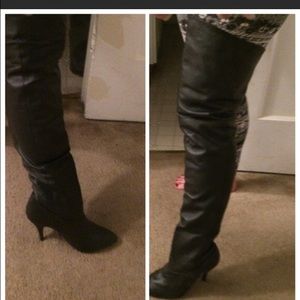 Pleaser USA Thigh High Boots Black Leather