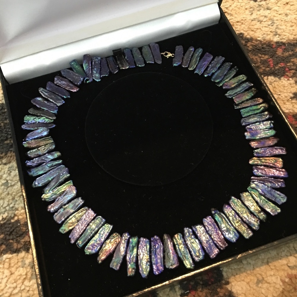 Stick Pearl Necklace 14k clasp