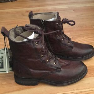 frye valerie shearling lace up