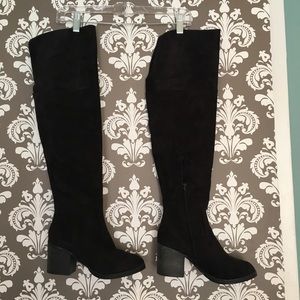 Black suede over the knee boots