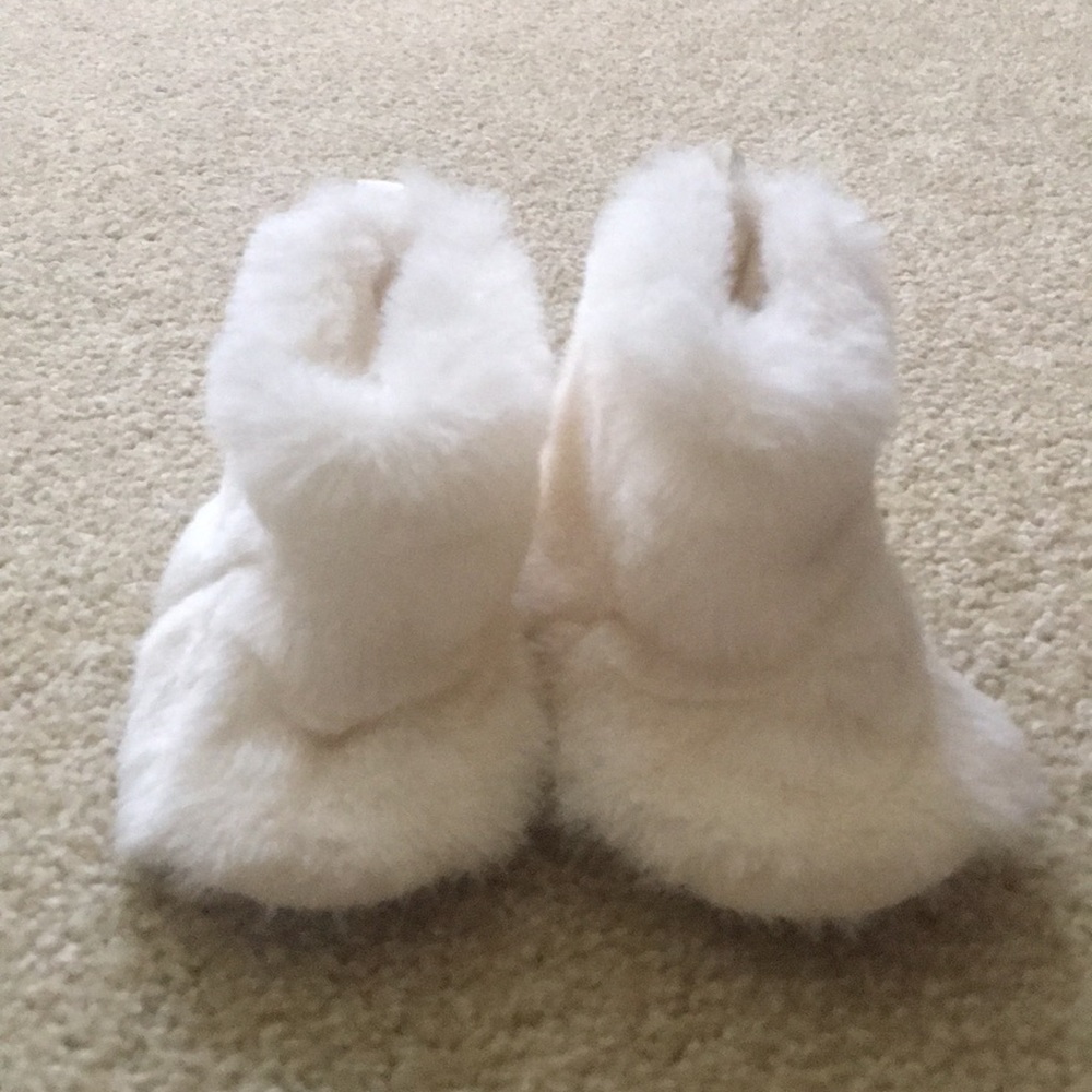 White Furry Baby Gap Booties