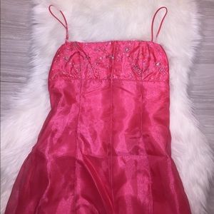 Coral spaghetti strap formal maxi dress