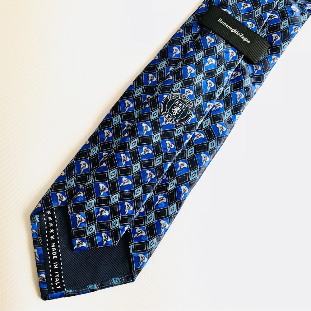 Ermenegildo Zegna Silk Calla Lily Geometric Tie - Picture 2 of 3