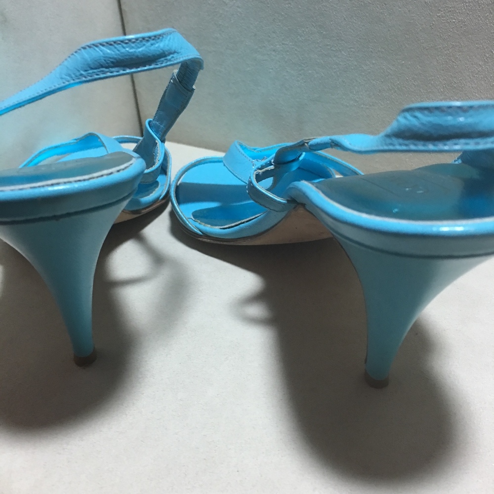 EUC - COACH LEATHER TURQUOISE SANDALS - SIZE 8 1/2 - Picture 6 of 8