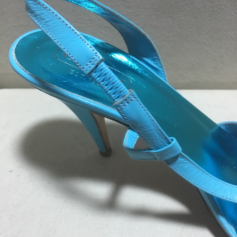EUC - COACH LEATHER TURQUOISE SANDALS - SIZE 8 1/2 - Picture 2 of 8