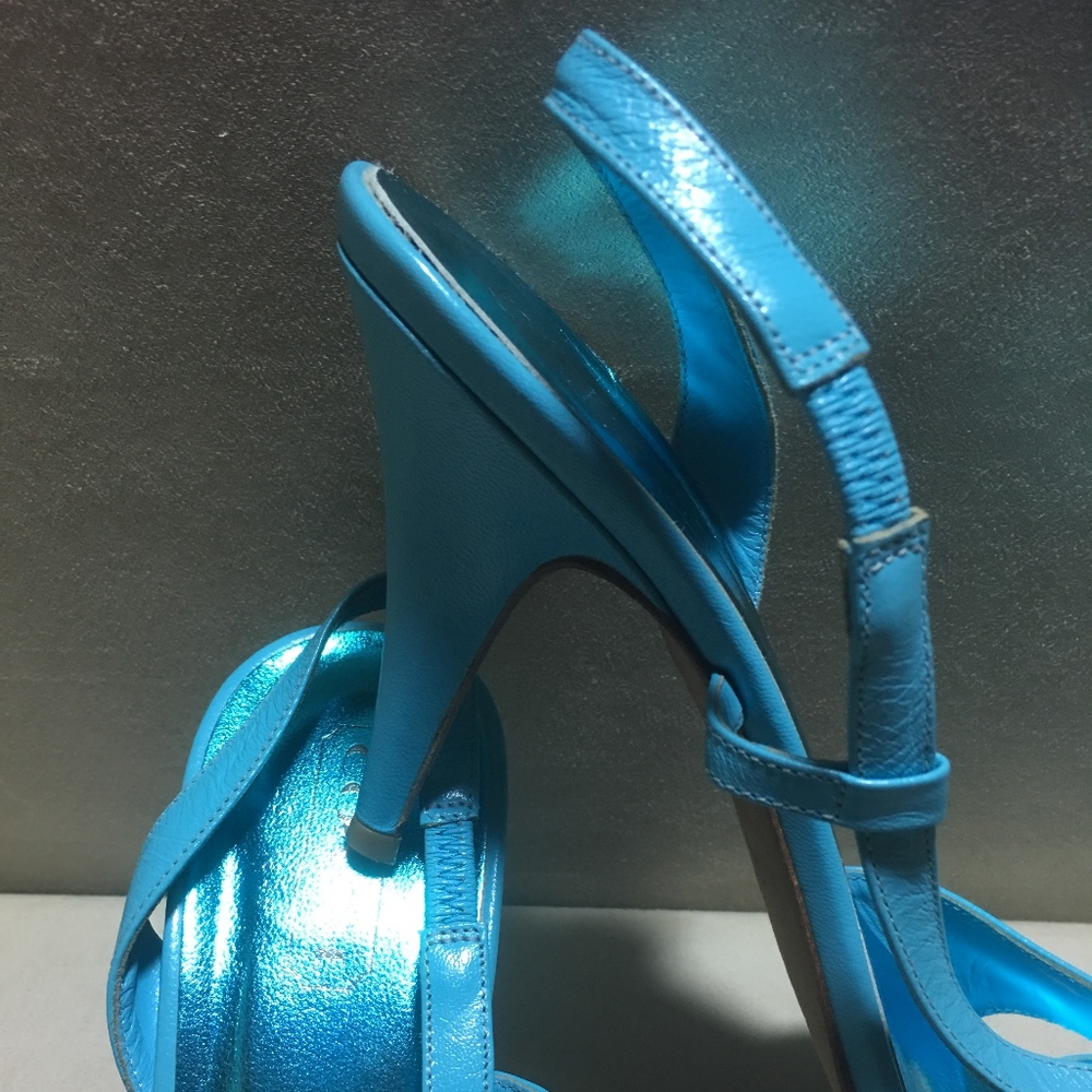 EUC - COACH LEATHER TURQUOISE SANDALS - SIZE 8 1/2 - Picture 4 of 8