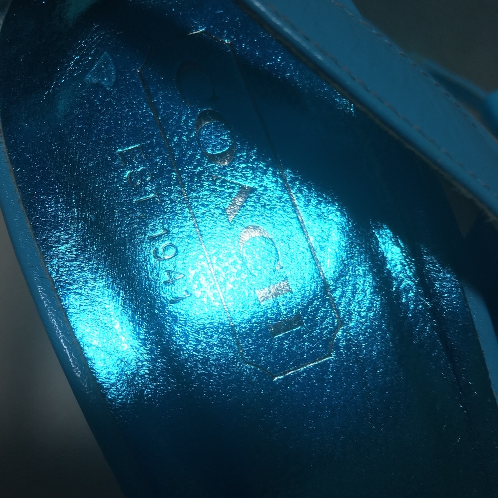 EUC - COACH LEATHER TURQUOISE SANDALS - SIZE 8 1/2 - Picture 8 of 8