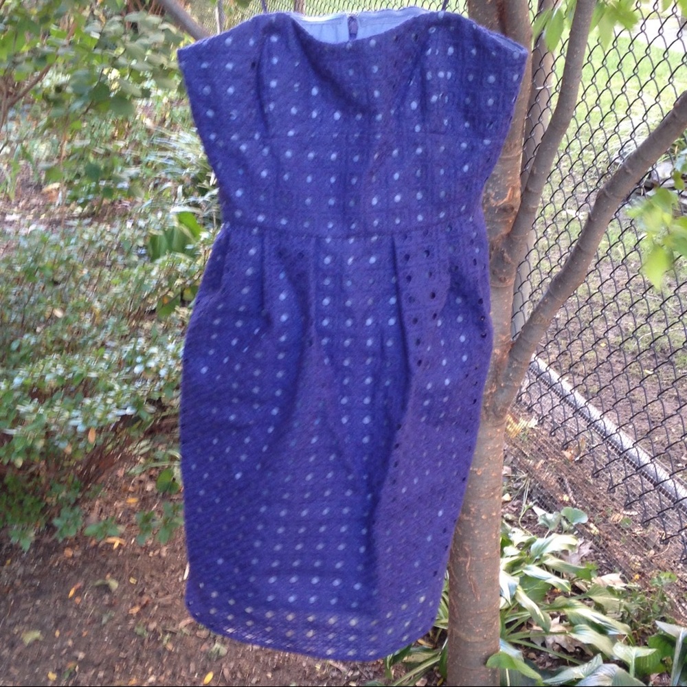 J.Crew Blue Crochet Lace Strapless Dress