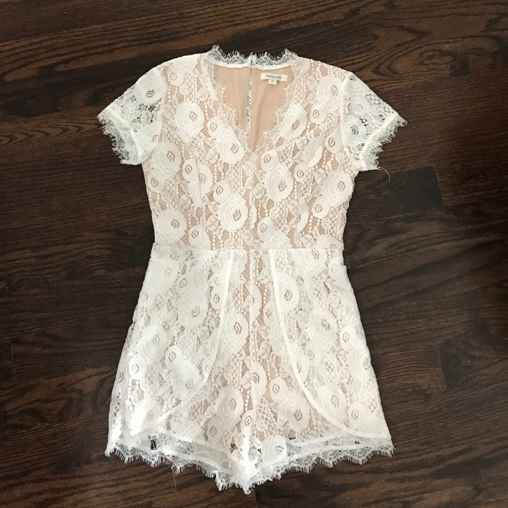 White lace scallop romper