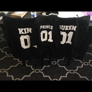 Black Pullover Hoodie family set King Queen Prince