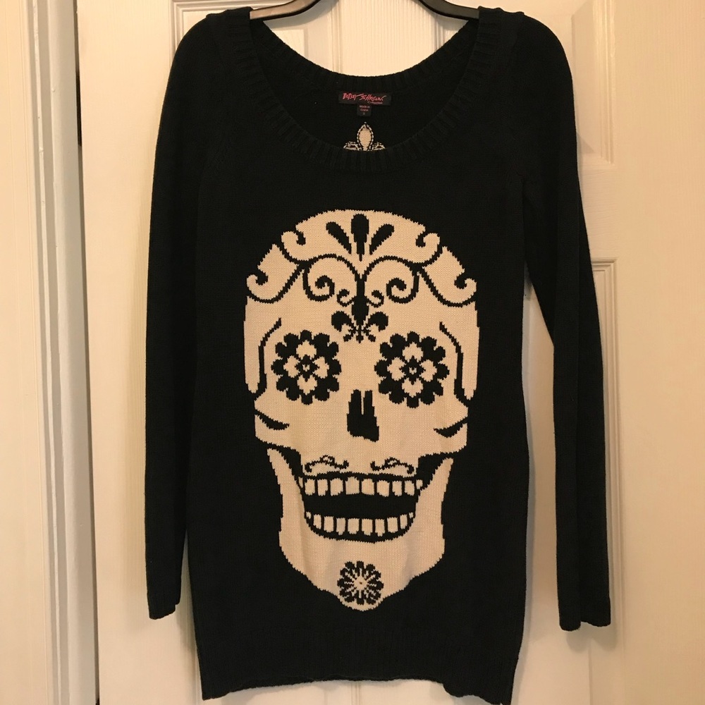 Betsey Johnson skull tunic sweater