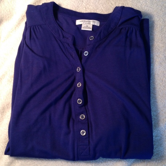 Liz Claiborne 💙 Metal Button Up - Picture 4 of 7