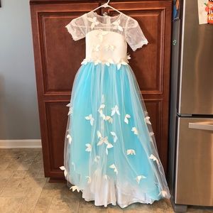Flower girl dress with butterfly and train