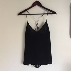 NWOT Topshop Pleated Back Cami - Black US 6 UK 10