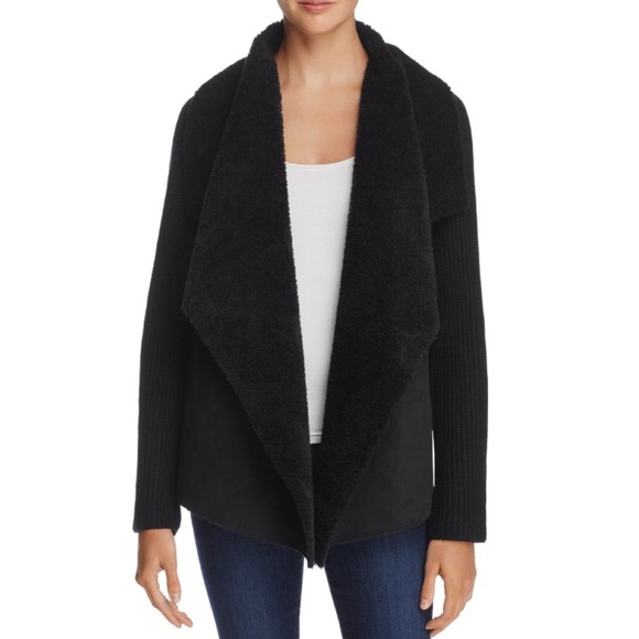Aqua Sweaters - Aqua Faux Shearling-Front Cardigan size L