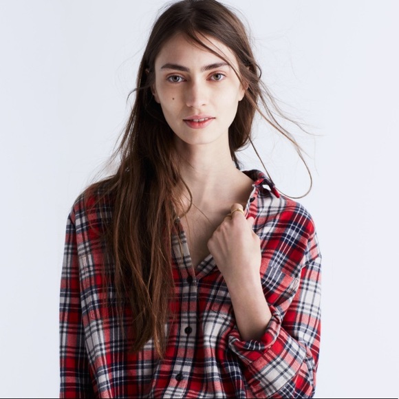 sale | madewell | ex-boyfriend shirt in carl plaid - Picture 3 of 5