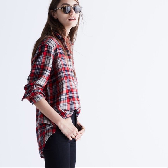 sale | madewell | ex-boyfriend shirt in carl plaid - Picture 4 of 5