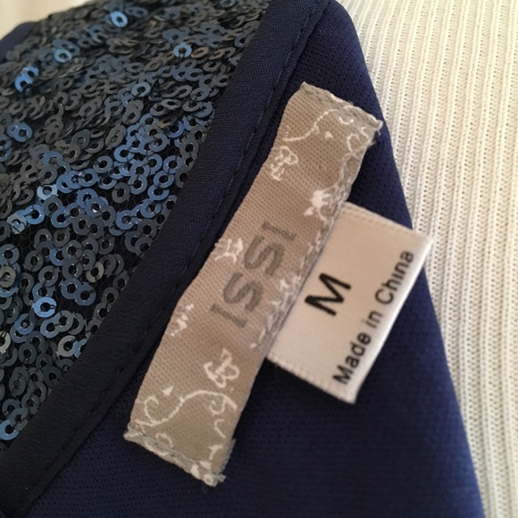 ISSI Navy blue sleeveless sequined dress - Picture 7 of 8