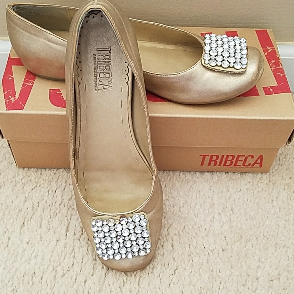 Gold flats with bling