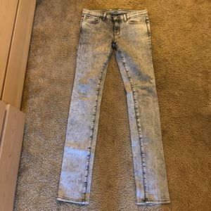 J Brand low rise pencil leg acid wash jeans