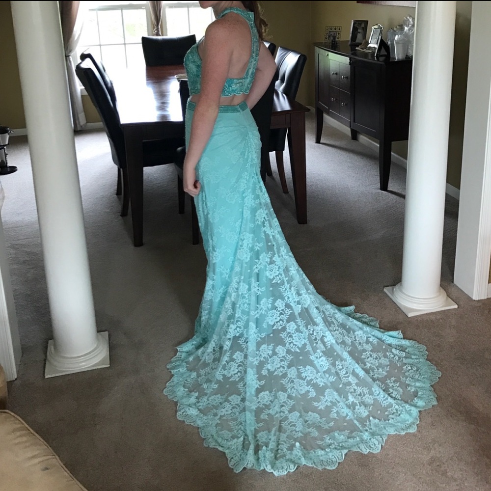 Aqua Sherri Hill Prom Dress