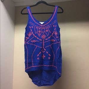 Boho Tank Top/Blue & Coral