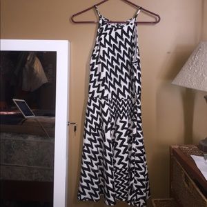 Black and white high neck dress