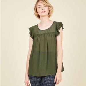 Like New Modcloth Flutter Sleeve Blouse